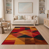 Bold Geometric Triangle Area Rug in Red Orange
