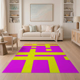 Vibrant Yellow Pink Geometric Block Rug