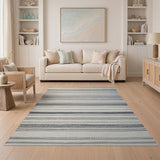 Black White Horizontal Stripe Woven Rug