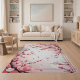 Framed Pink Cherry Blossom Area Rug