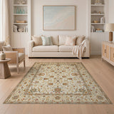 Beige and Neutral Traditional Persian Ivory Traditional Persian Floral Rug