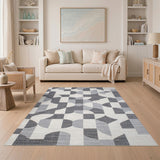 Black and White Black White Geometric Area Rug