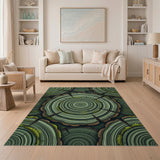 Mossy Tree Rings Green Area Rug
