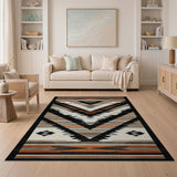 Southwestern Geometric Area Rug Black Grey Rust