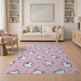 Cute Kawaii Unicorn Cat Pink Area Rug