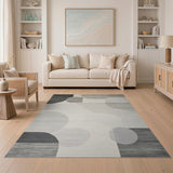 Modern Grey Overlapping Circles Area Rug