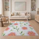 Whimsical Pink Floral Scatter Area Rug