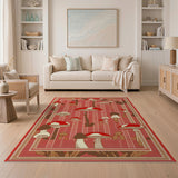 Pixelated Red Mushroom Cluster Area Rug