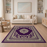 Purple Purple Traditional Persian Medallion Rug