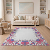 Multi-color and Patterns Pink Purple Floral Border Area Rug