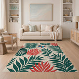 Vibrant Palm Leaf Butterfly Area Rug