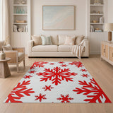 Bold Red Snowflake Area Rug