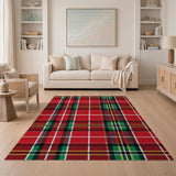 Vibrant Red Tartan Plaid Area Rug