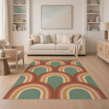 Retro Earth Tone Arch Area Rug