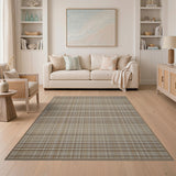 Brown Tan Plaid Woven Geometric Modern Area Rug