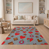 Whimsical Cartoon Hearts Potions Area Rug