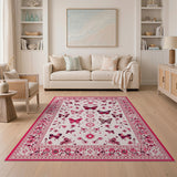 Pink Floral Vintage Vintage Pink Butterfly Floral Area Rug