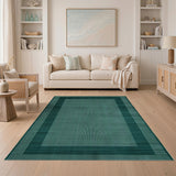 Teal Framed Woven Area Rug
