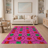 Cartoon Plug Cats Pink Area Rug