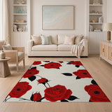 Bold Red Roses Floral Area Rug