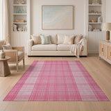 Pink Pink White Gingham Plaid Area Rug