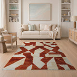Bold Orange Geometric Area Rug