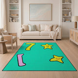 Number 7 Smiling Stars Kids Cartoon Rug