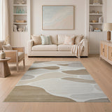 Abstract Organic Pebble Beige Area Rug