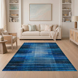 Abstract Blue Streak Area Rug