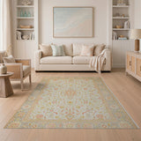 Ivory Persian Floral Rug with Blush Pink Accents