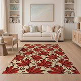 Vintage Red Maple Leaf Area Rug