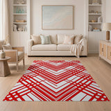Geometric Modern Bold Red Chevron Geometric Area Rug