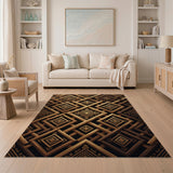Geometric Modern Golden Lattice Geometric Area Rug