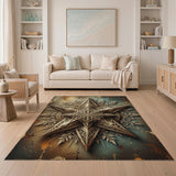 Ornate Gold Filigree Star Mandala Rug