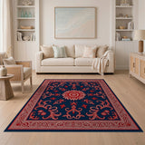 Traditional Persian Navy Blue Traditional Persian Floral Area Rug