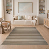 Beige Brown Striped Woven Coastal Rug