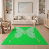 Lime Green Pixelated Butterfly Area Rug
