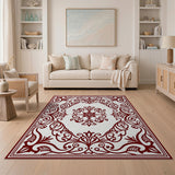 Border Red Ornate Red Floral Border Area Rug