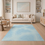 Serene Blue Contoured Waves Area Rug