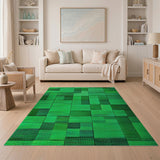 Verdant Green Patchwork Geometric Area Rug