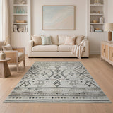Beige and Neutral Beige Heritage Tribal Geometric Area Rug