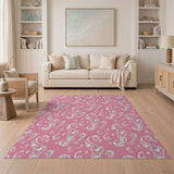 Pink Paisley Swirl Area Rug