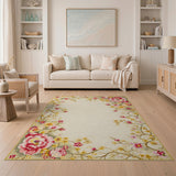 Vintage Pink Peony Border Area Rug