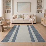 Blue Cream Nautical Stripe Rug