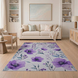 Purple Watercolor Anemone Area Rug