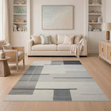 Beige and Neutral Modern Geometric Beige Area Rug
