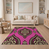 Vibrant Pink Paisley Persian Area Rug