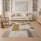Modern Geometric Abstract Beige Area Rug