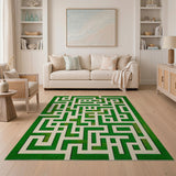 Green Maze Labyrinth Geometric Area Rug