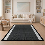 Bold Black White Grid Geometric Modern Area Rug